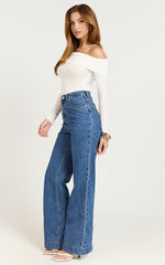 Aldine Top - Long Sleeve Off Shoulder Top in White
