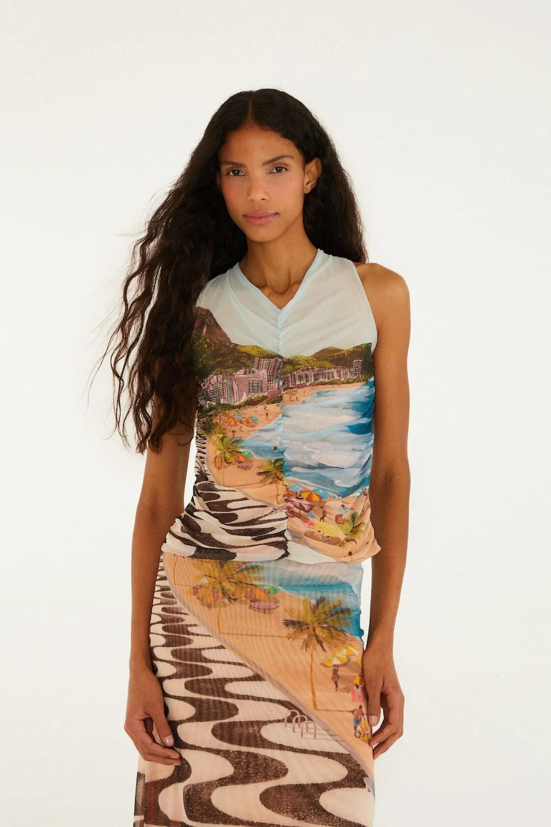 Multicolor Copacabana Beach Sleeveless Blouse