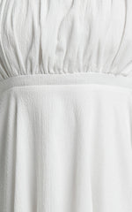 Aziah Mini Dress - Tie Shoulder Ruched Bodice Dress in White
