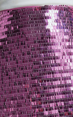Barlyn Mini Skirt - High Waisted Aline Flat Sequin Skirt in Orchid