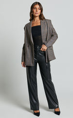 Elviera Pants - High Waisted Faux Leather Cargo Pants in Black