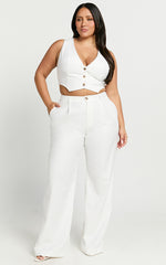 Izara Vest - V Neck Button Up Cropped Vest in Warm White