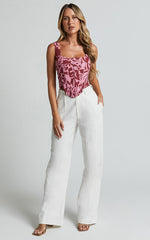 Lydie Top - Panelled Corset Top in Whirlind Print