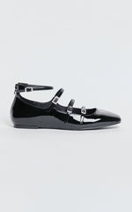 Therapy - Odile Mary Jane Flat Shoes in Black Patent